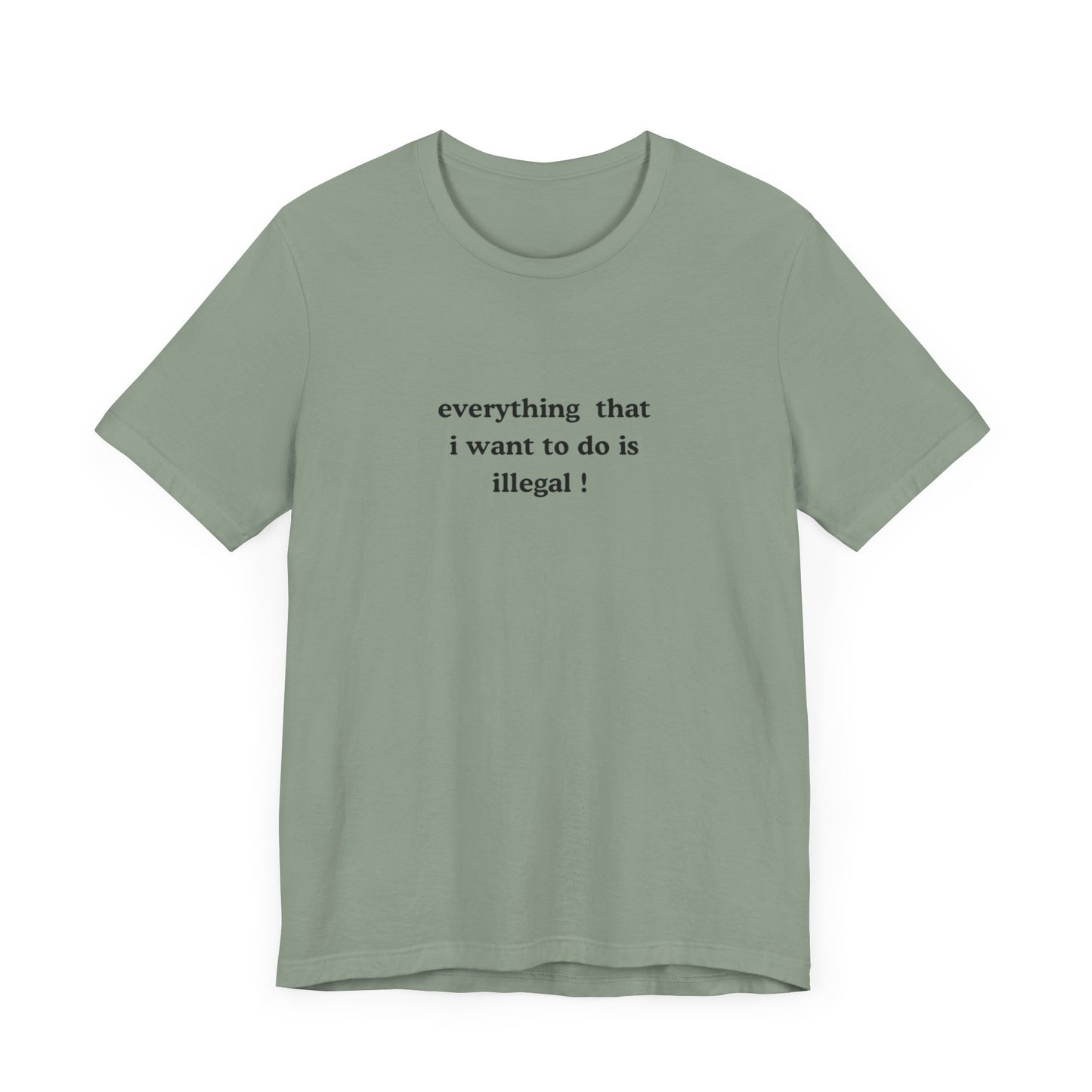 everything that i want to do is illegal ! graphic slogan jersey short sleeve boyfriend tee